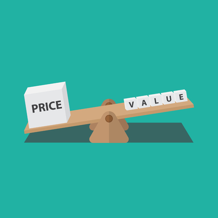 Value and Price balance on the scaleのイラスト素材