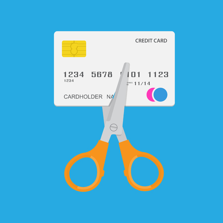 Cutting up credit card. Vector illustration.のイラスト素材