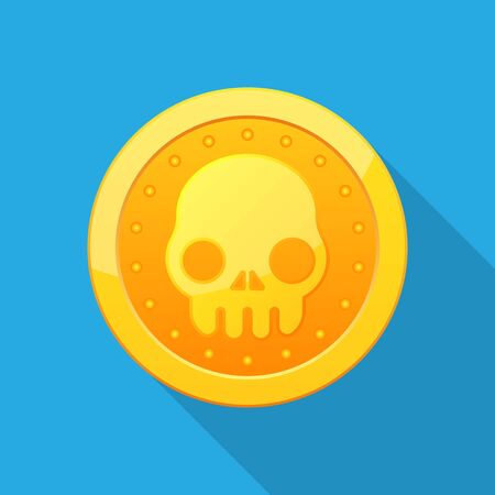Gold pirate coin vector flat design.のイラスト素材