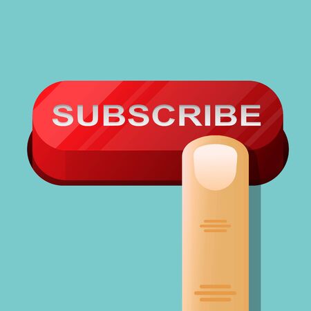 Finger push subscribe button vector flat design.のイラスト素材