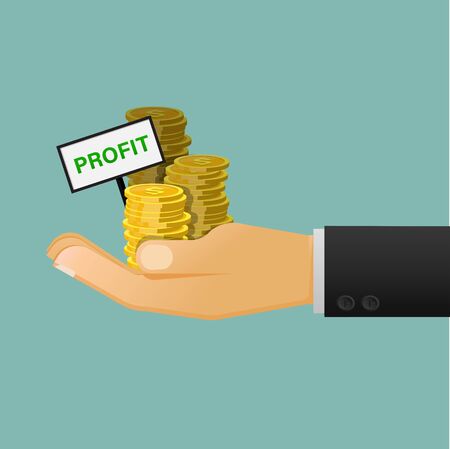 Profit money on hand of businessman.のイラスト素材
