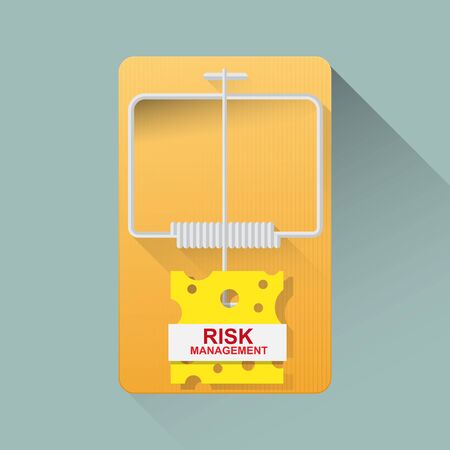 Risk management concept. Cheese in a mousetrap.のイラスト素材
