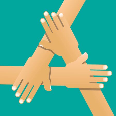 Three hands were a collaboration concept.のイラスト素材