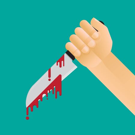 hand holding knife with blood vector flat design.のイラスト素材