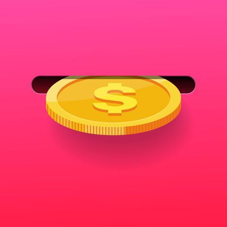 inserting coin to a slot vector illustration.のイラスト素材