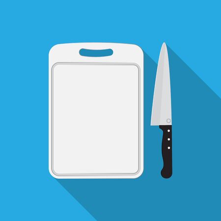 Plastic chopping board and knife icon.のイラスト素材