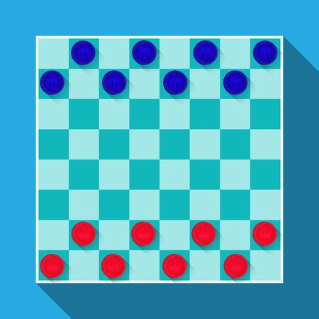 Checkerboard game with checkers.Vector flat design.のイラスト素材