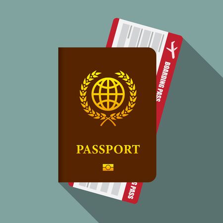 Passport and boarding pass ticket vector flat design.のイラスト素材