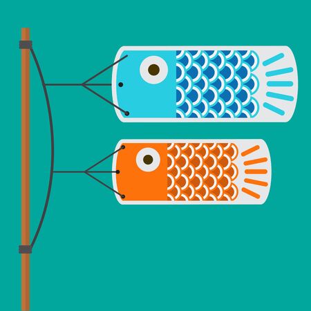koi fish flag vector flat design.のイラスト素材