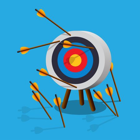 Arrows missing target.Failing to hit the target.Vector illustration.のイラスト素材