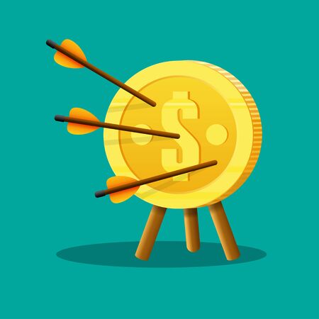 Arrow in coin target vector flat design.のイラスト素材
