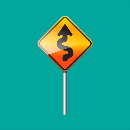 Winding road sign vector illustration.のイラスト素材