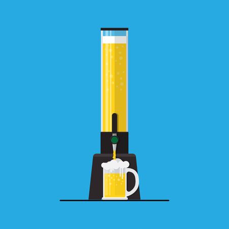 Dispenser beer tower vector flat design.のイラスト素材