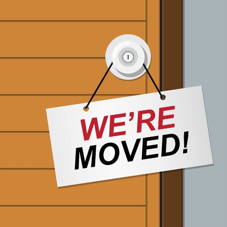 we've moved sign hanging on the door.vector flat design.のイラスト素材