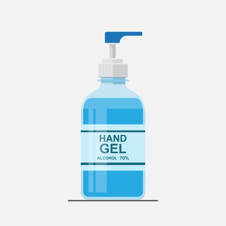 Hand gel pump bottle,alcohol hand wash gel vector flat design.のイラスト素材