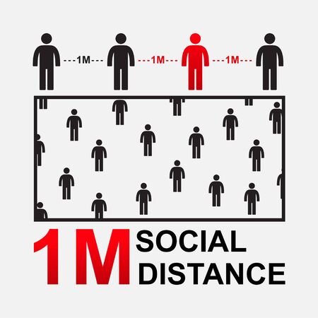 Social distance concept,keep the 1 meter distance,coronavirus disease (COVID-19) advice for the public.のイラスト素材