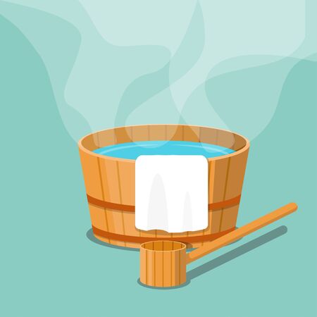 Hot spring icon,tub and towel isolated on background vector illustration.のイラスト素材