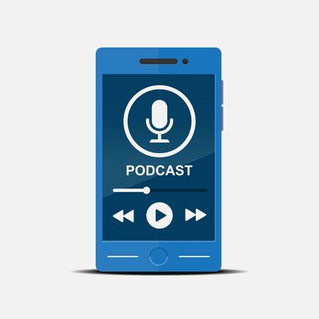 Podcast concept on smart phone vector flat design.のイラスト素材