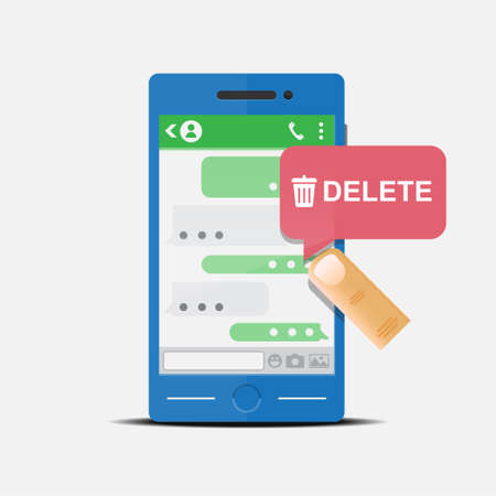 Delete a conversation message in smartphone vector illustration.のイラスト素材