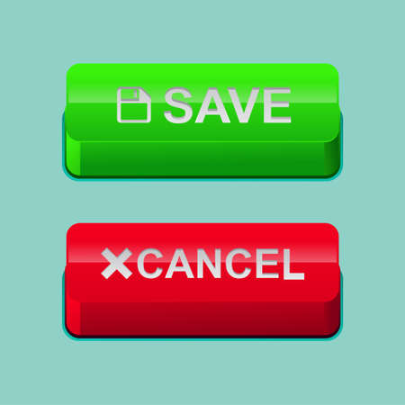 Button save and cancel isolated on blue