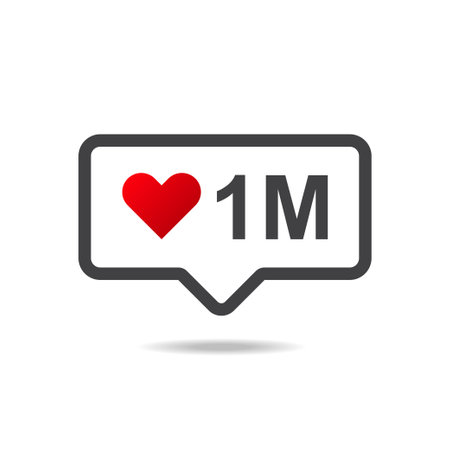 One million likes social media notification icon isolated on white background.のイラスト素材