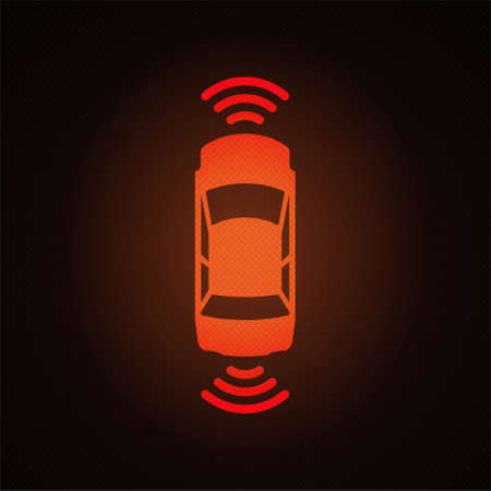 Parking sensor light sign on car dashboard vector illustration.のイラスト素材