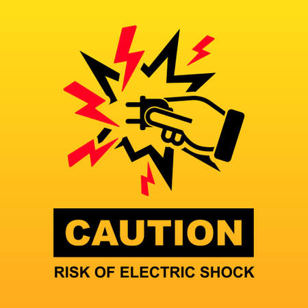 Caution risk of electric shock sign isolated on background vector illustration.のイラスト素材