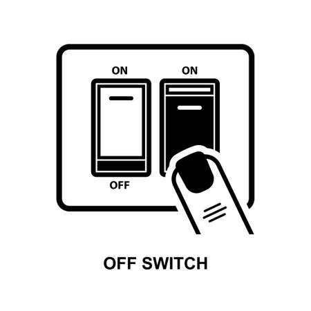 Finger pressing off switch icon isolated on white background.のイラスト素材