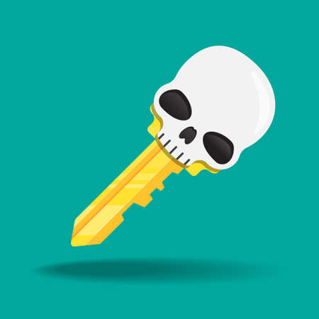 Skull key icon on greenのイラスト素材
