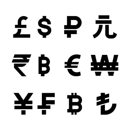 set of currency symbol isolated on white background vector illustration.のイラスト素材