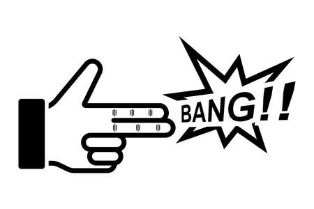 hand making shooting gun icon isolated on white background vector illustration.のイラスト素材