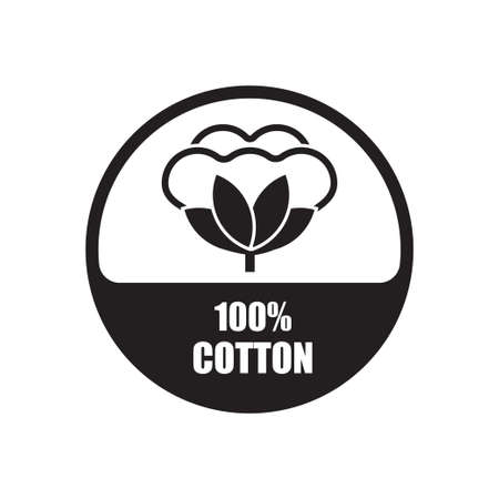 One hundred percent cotton Icon, 100% Cotton Icon isolated on white background vector illustration.のイラスト素材