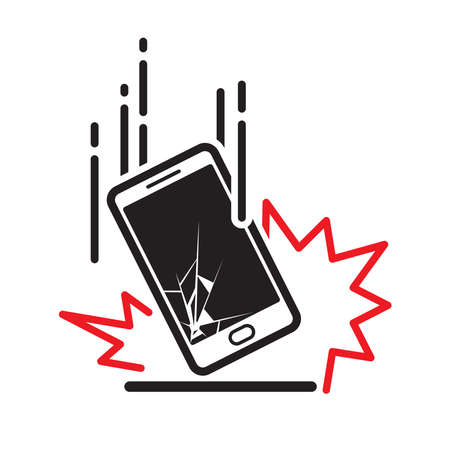 Phone dropped sign isolated on white background vector illustration.のイラスト素材