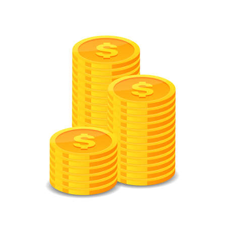 Gold coin icon isolated on white background vector illustration.のイラスト素材