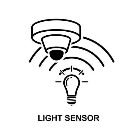 Light sensor icon isolated on white baackground vector illustration.のイラスト素材
