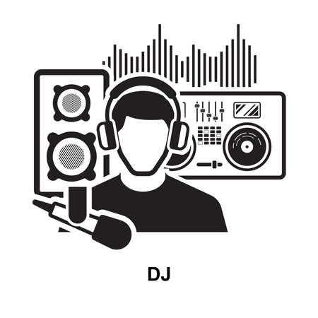 DJ icon isolated on white background vector illustration.のイラスト素材