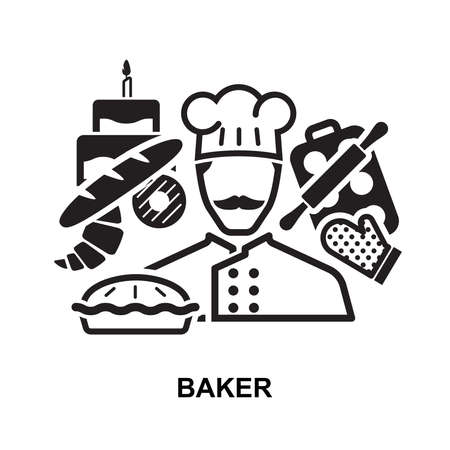 Baker icon isolated on white background vector illustration.のイラスト素材