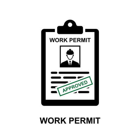 Work permit icon isolated on white background vector illustration.のイラスト素材