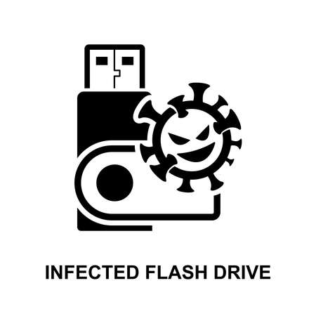 Infected flash drive icon isolated on white backgroundのイラスト素材