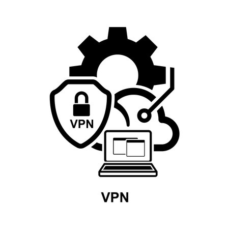 VPN icon. Virtual private network icon. Internet security isolated on white background vector illustration.のイラスト素材
