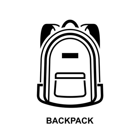 Backpack icon. School bag icon. Ordinary backpack icon isolated on white background vector illustration.のイラスト素材