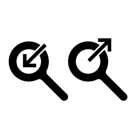 Zoom in and Zoom out icons. Magnify icon isolated on white background vector illustration.のイラスト素材