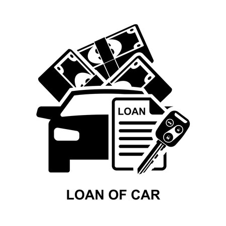 Loan of car icon. A personal loan for car owners isolated on white background vector illustration.のイラスト素材