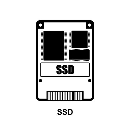 SSD icon. Solid state drive icon isolated on white background vector illustration.のイラスト素材