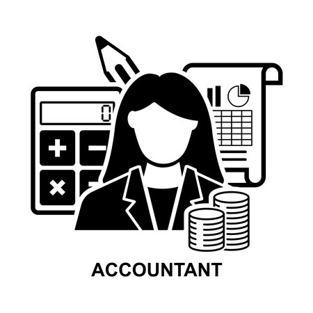 Accountant icon. Business finance employee.Financial reporting budgeting statement revenue isolated on background vector illustration.のイラスト素材