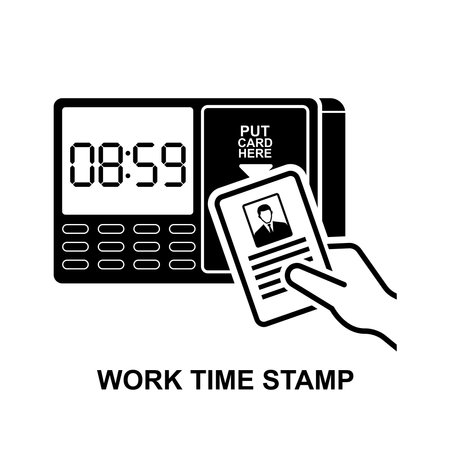 Work time stamp machine icon isolated on  background vector illustration.のイラスト素材