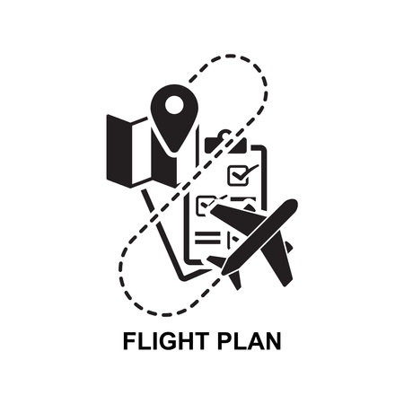 Flight plan icon. Airplane routes icon. Routes travels isolated on background vector illustration.