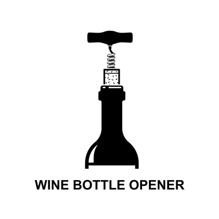 Wine bottle opener icon.Opening a wine bottle with corkscrew isolated on background vector illustration.のイラスト素材