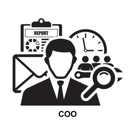 Coo icon. Chief operating officer acronym isolated on background vector illustration.のイラスト素材