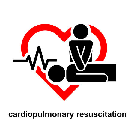 cardiopulmonary resuscitation, CPR icon isolated on white background vector illustration.のイラスト素材